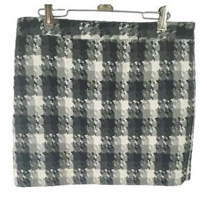 Ann Taylor Loft Skirt 8P Womens Black Gray White Geometric Mini Length Side Zip